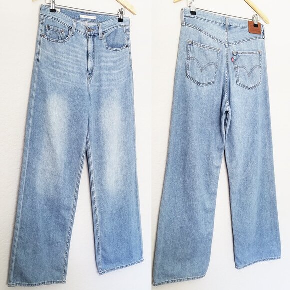 Levi’s Premium High Loose Wide Leg Denim Jeans 28 Let’s Stay In Hemp Blend $108 - Picture 16 of 16